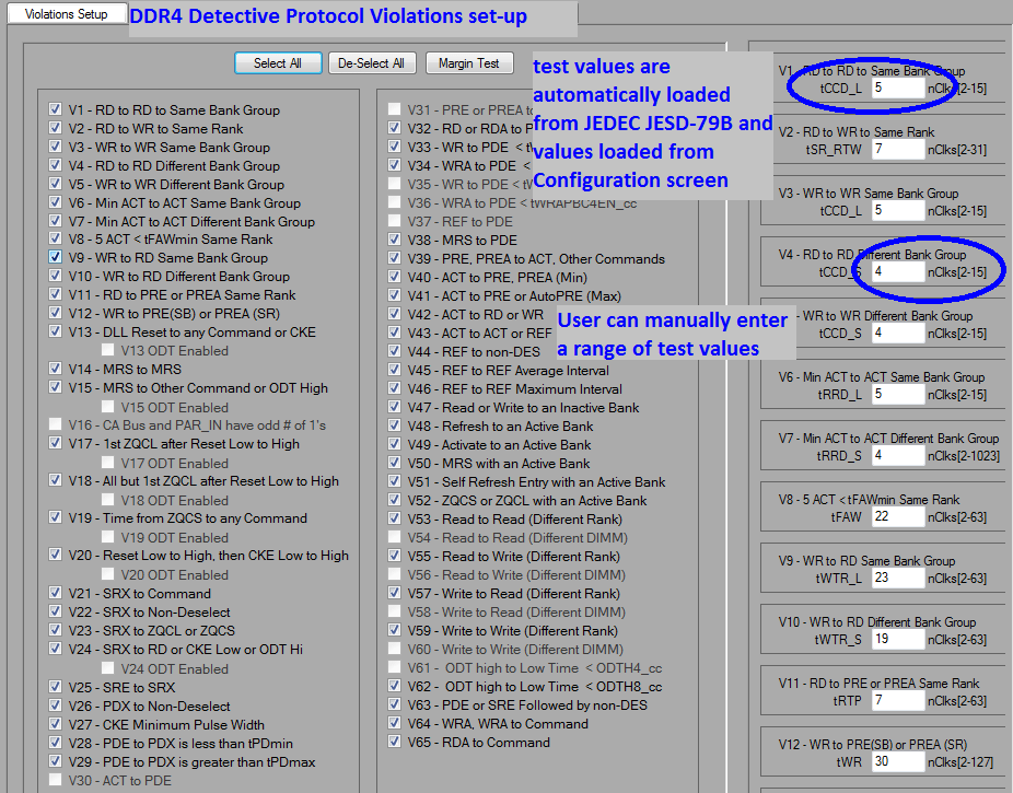 DDR4 Detective Protocol Violations Set Up