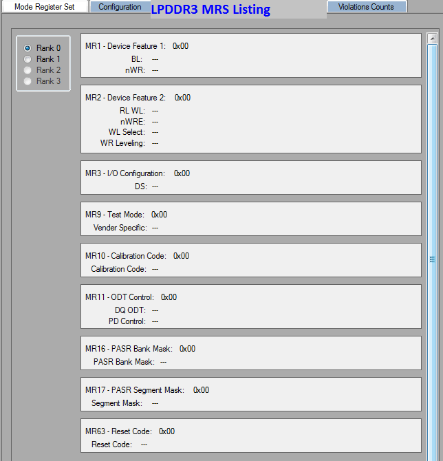 LPDDR3 Detective MRS Listing