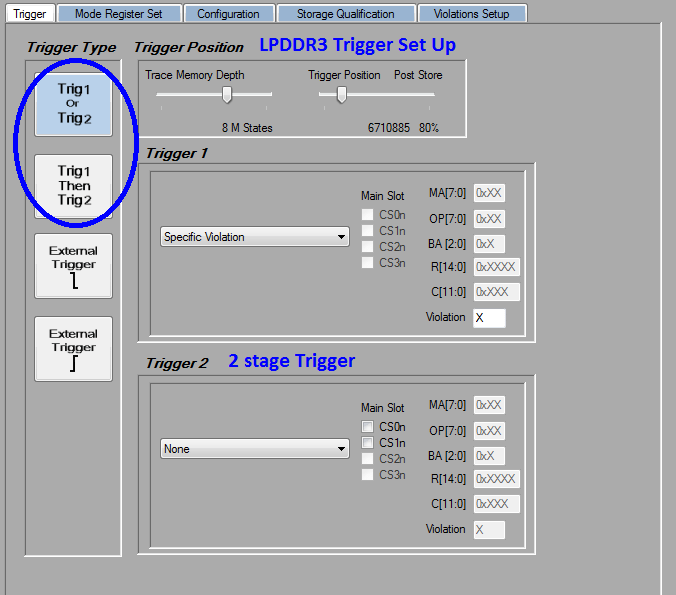 LPDDR3 Detective Trigger Set Up