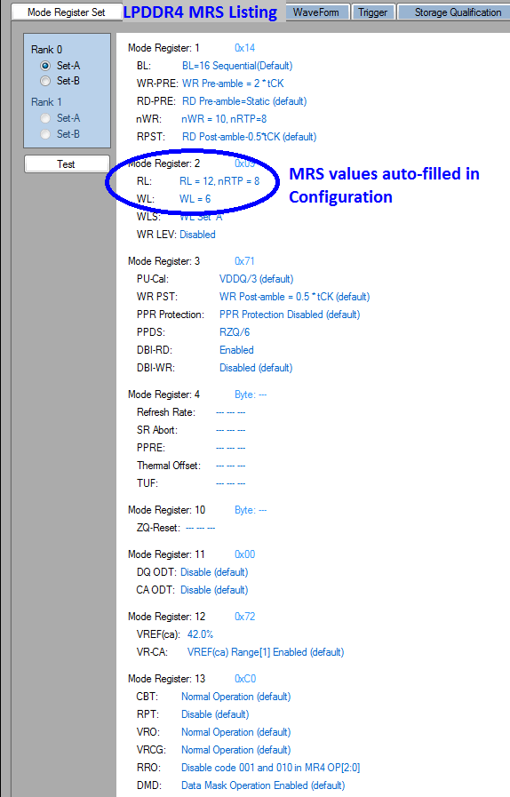 LPDDR4 Detective MRS Listing