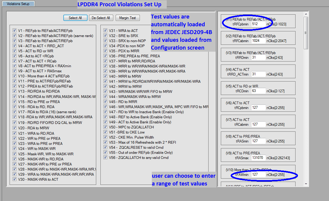 LPDDR4 Detective Protocol Violations Set Up