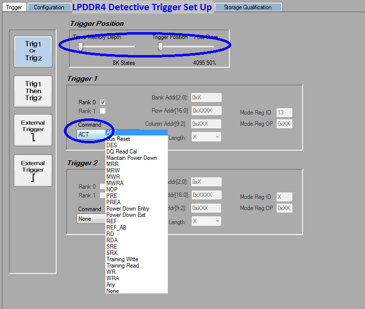 LPDDR4 Detective Trigger Set Up